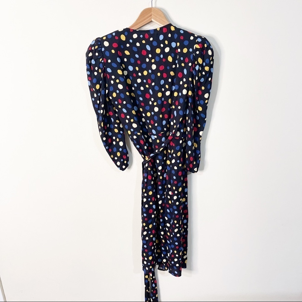 Reformation Black Polka Dots Fiesta Shoulder Pads Wrap Jaylee Dress Size Small - Picture 6 of 8